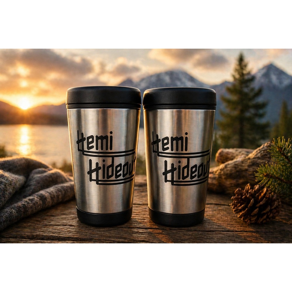 Hemi Hideout Stainless‎ Steel Travel Tumbler Cups Set of 2 Silver Black BPA Free